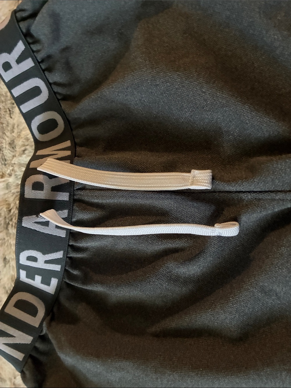Under Armour Women's Dark Gray Athletic Shorts with Logo Waistband - Picture 8 of 11
